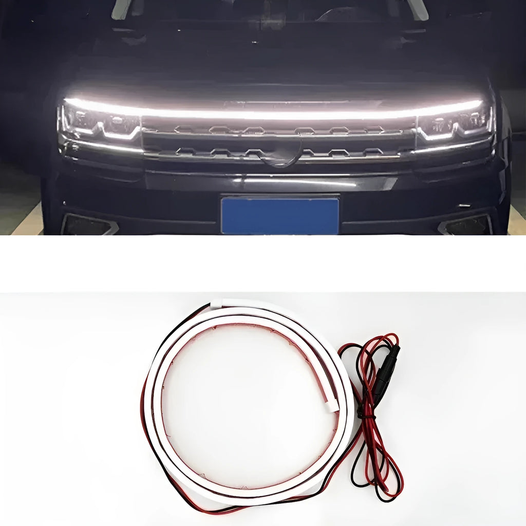 Flexible silicone car daytime running lights with start scanning effect in white, ice blue or red colours