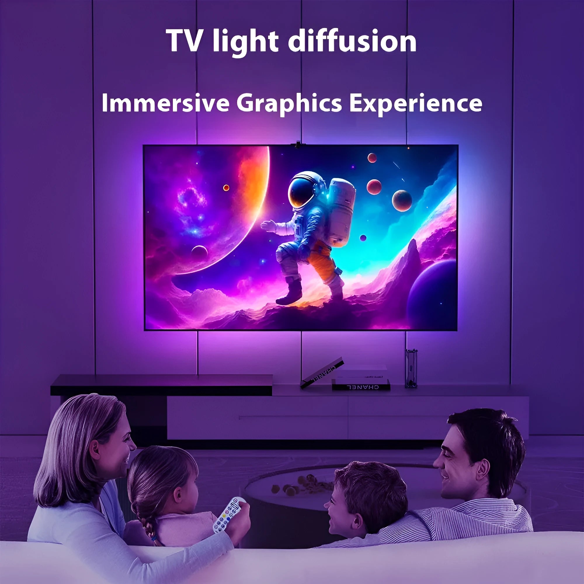 Sensor capture TV sync magic colour ambience light belt in 3.8m or 5m length with 5050 LEDs