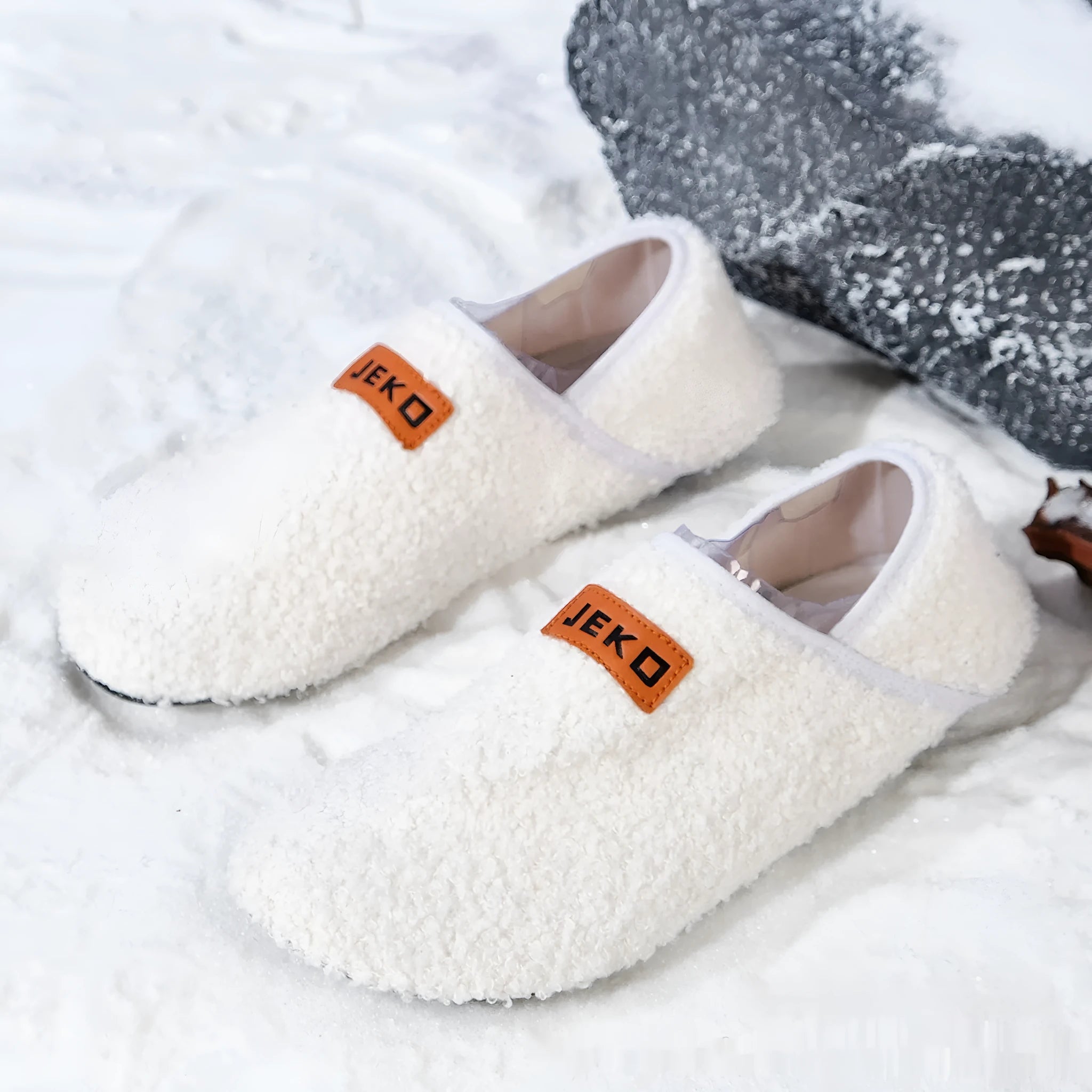 Women's cosy orthopaedic indoor slippers with teddy fleece upper and anti-slip TPR sole in white, gray, and black
