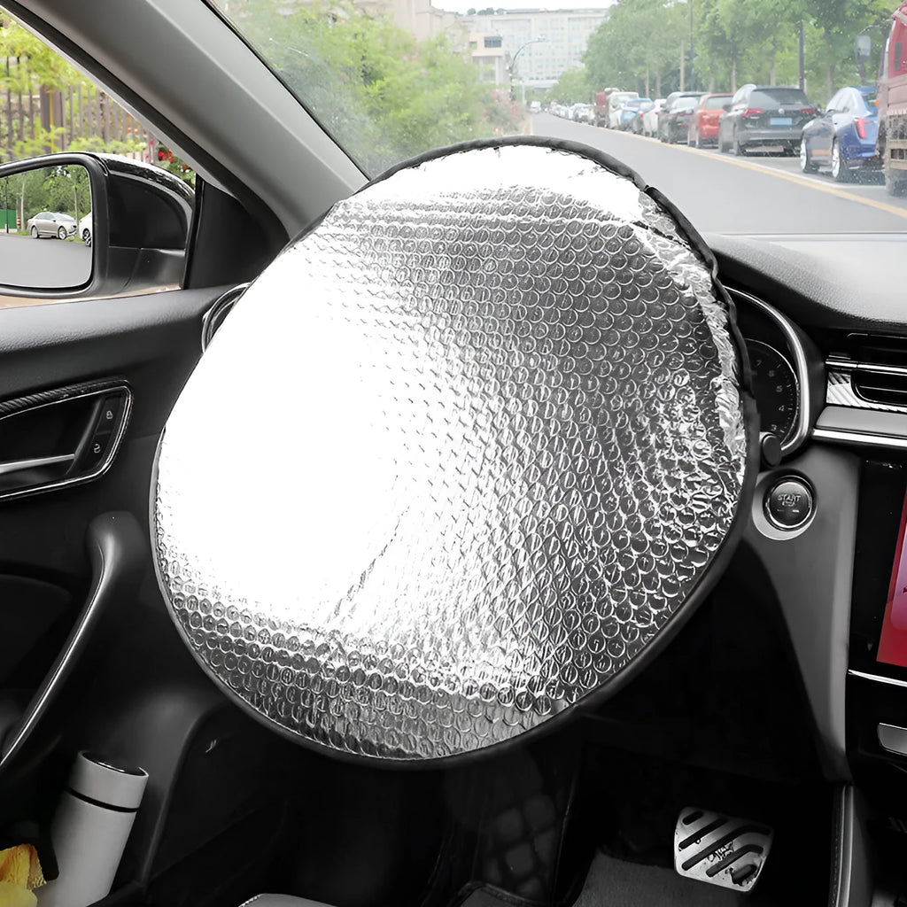 Car steering wheel sunshade cover made from aluminium foil for sun heat protection
