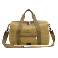 Men's canvas travel duffel bag in army green with three straps and polyester material