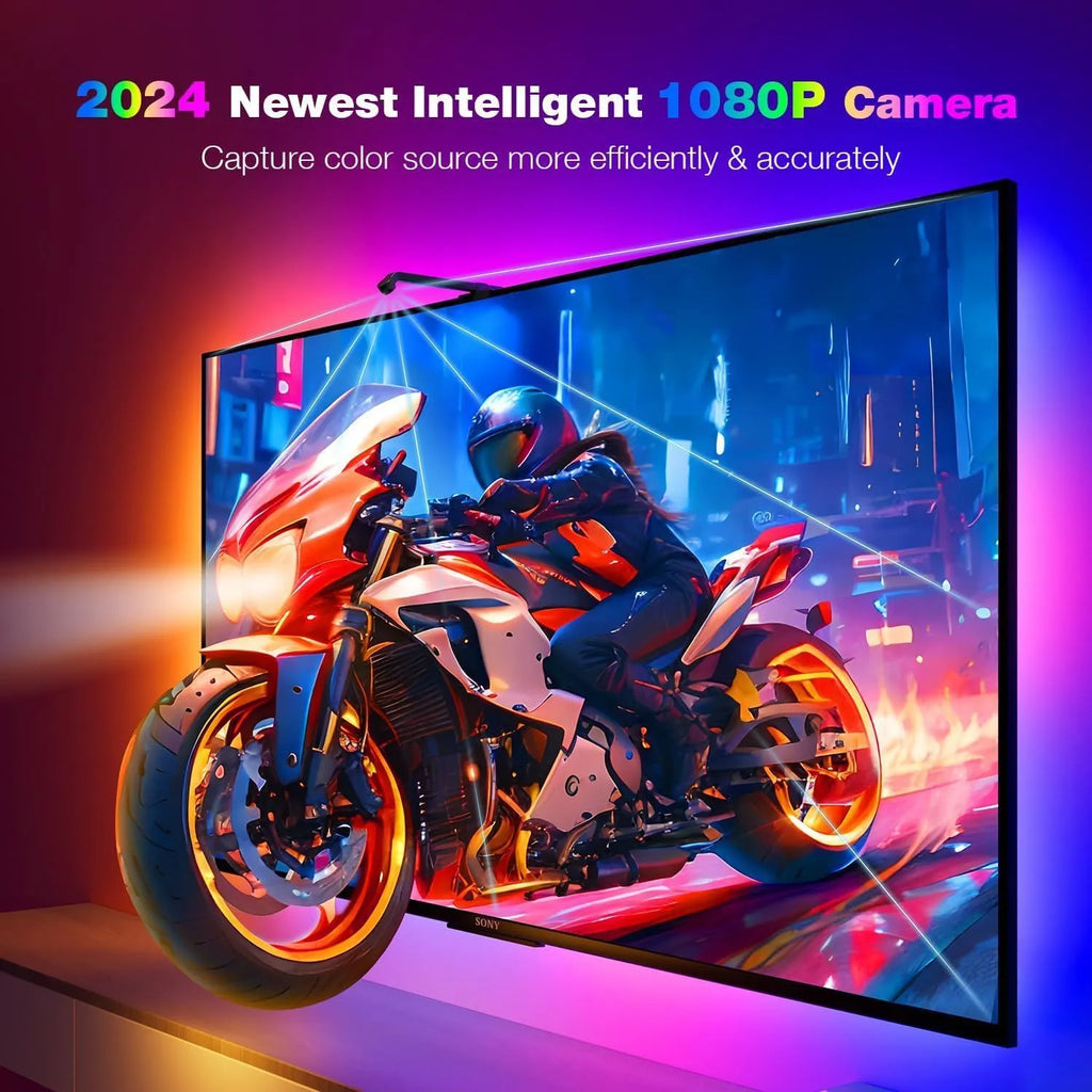 5 metre RGB ambience light strip with remote control for desktop and TV background synchronised lighting