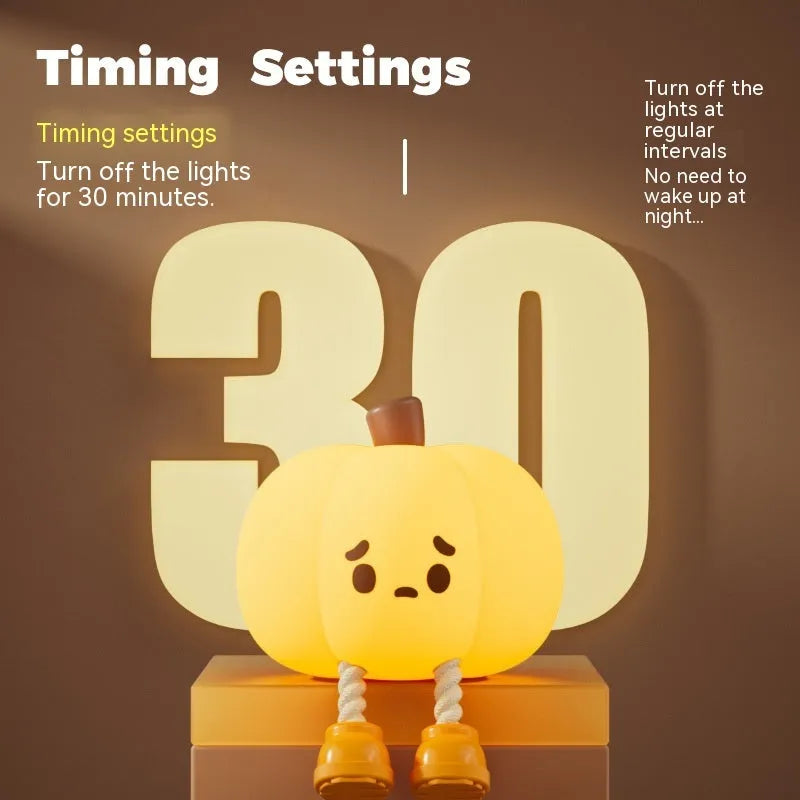 Soft silicone pumpkin-shaped night light with touch controls