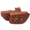 Retro style black PU leather motorcycle saddle bag side box mounted on a bike