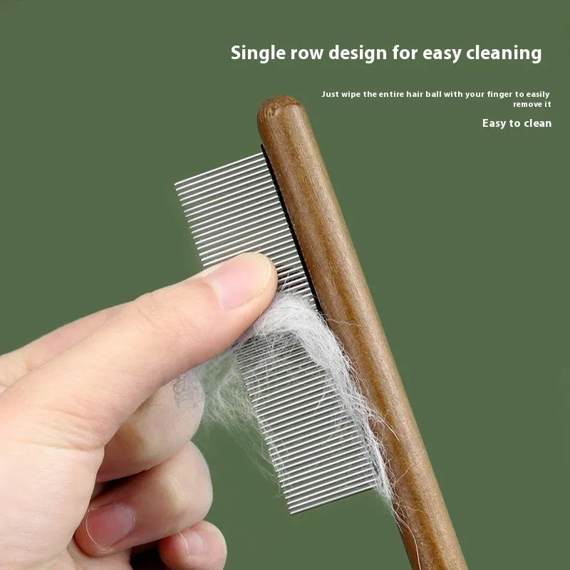 Stainless steel flea comb with dense teeth for dog and cat grooming