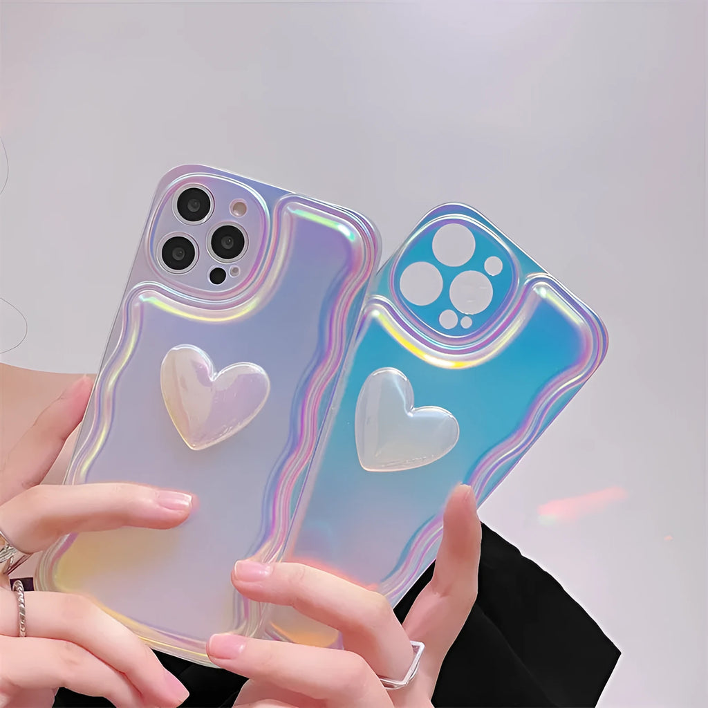 Super Fairy Laser Heart 3D silicone mobile phone case with laser love design for iPhone