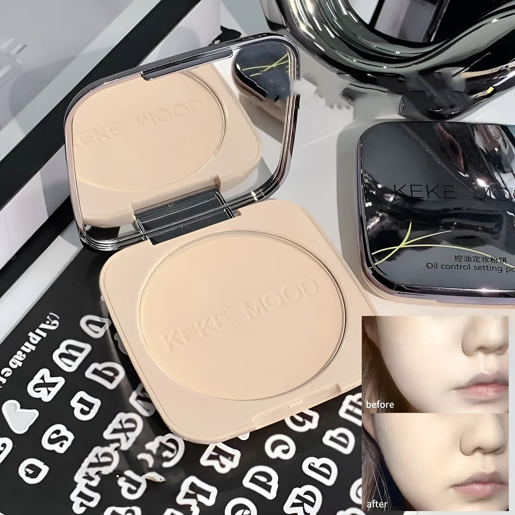 A large compact of 15g oil control pressed face powder in a natural matte finish.