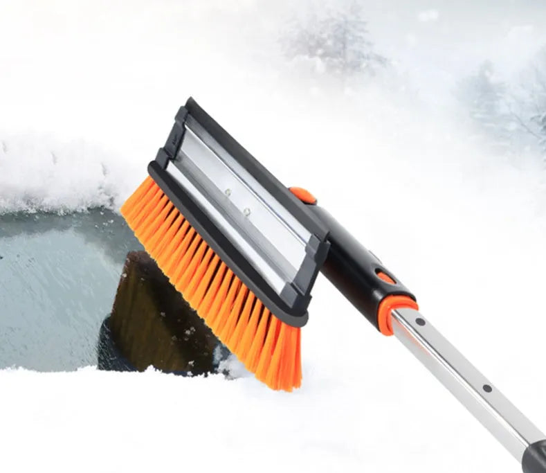 Car snow plough shovel set with ice and snow brush, telescopic rod, handle, frost scraper, icing spatula and plastic shovel