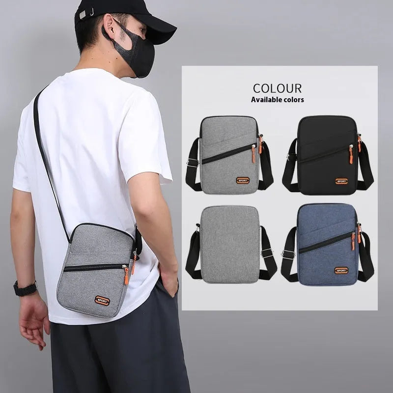 Oxford cloth crossbody commuter bag in silver grey, black or navy blue with ultra-light design