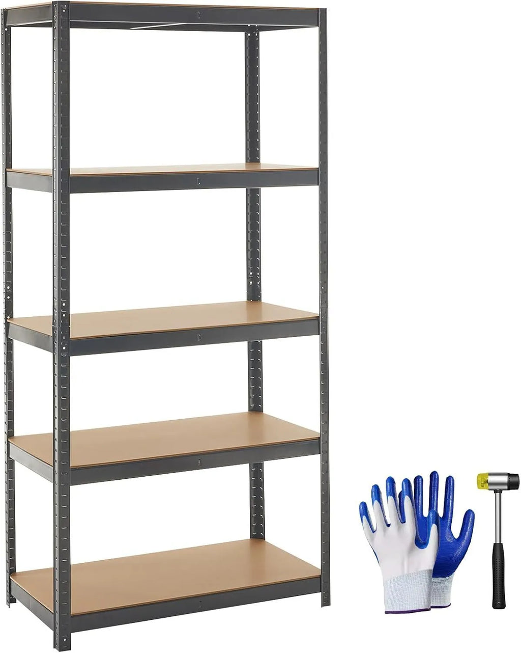 Black five-layer floor display stand storage bookshelf 180cm tall with metal frame