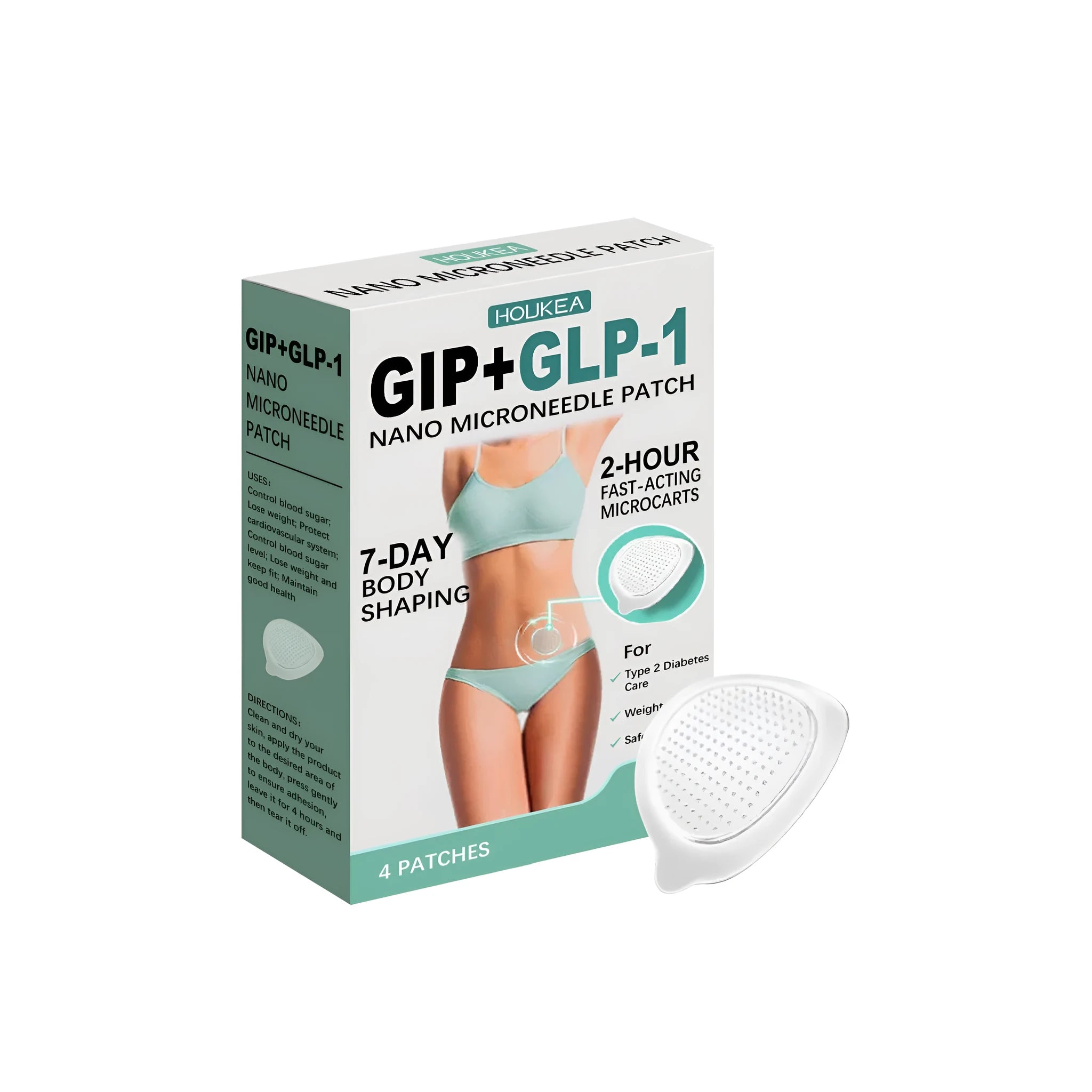 Four nano microneedle patches for skincare treatment containing acetyl hexapeptide-8.