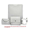 Set of four imitation leather lock-edge corner protectors for MacBook laptops in apricot colour.