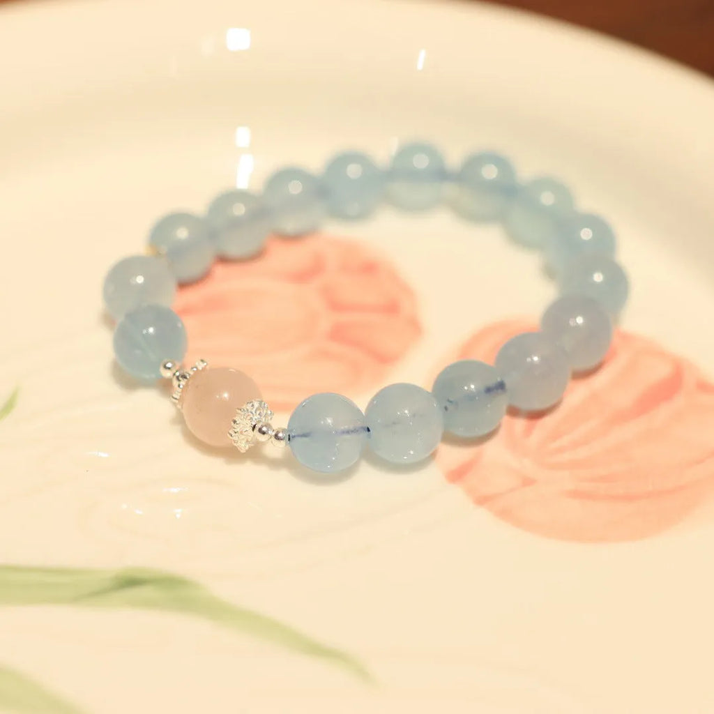 DIY aquamarine bracelet kit with Chinese fox motifs showing three colour variations for women