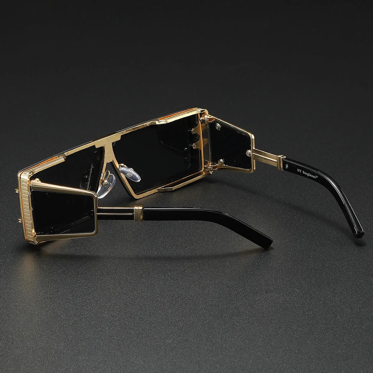 Future Technology high-end fashion sunglasses with gray PC lenses and gold metal full frame in literary retro style
