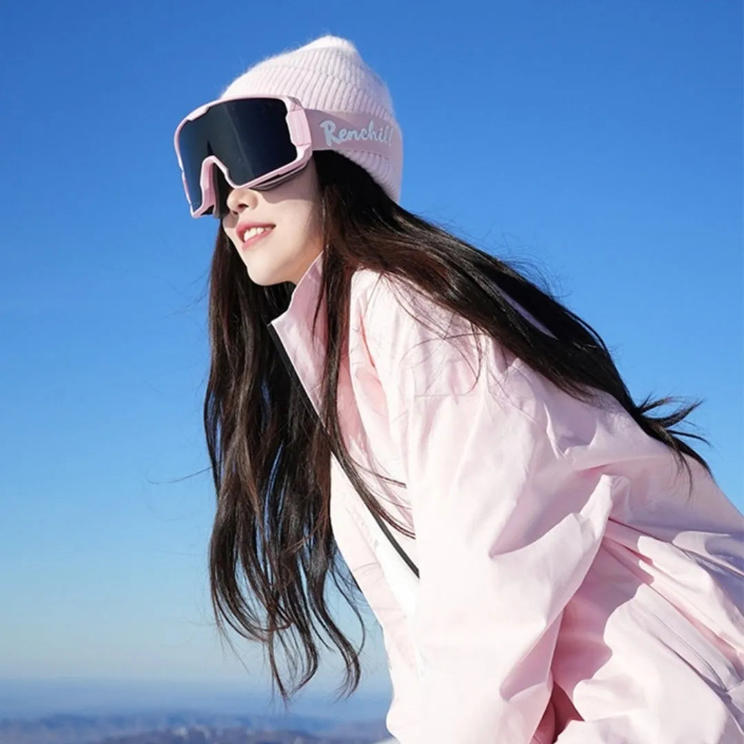 Outdoor waterproof ski suit set with jacket and trousers in cotton blend fabric for winter sports