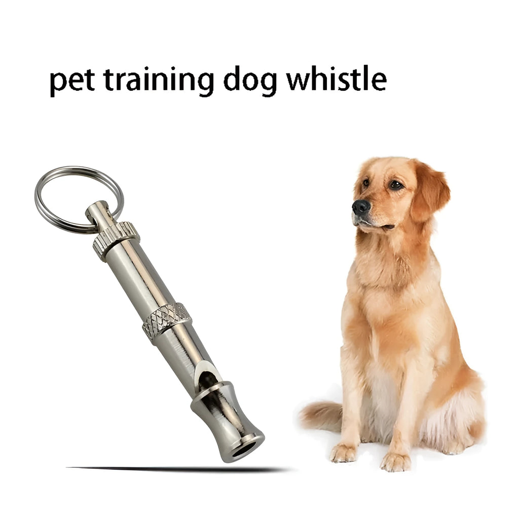 Metallic-coloured adjustable ultrasonic dog whistle with brass electroplated nickel construction
