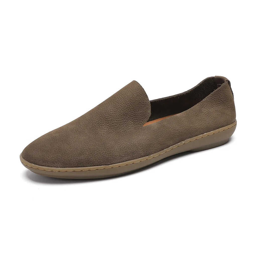 Handmade men's sports shoes in khaki colour with low-top design and wedge heel