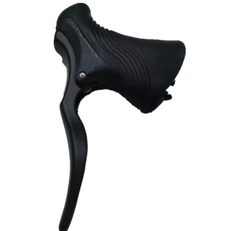 Pair of aluminium alloy road bicycle brake handles in black silver, showing clamp mechanism.