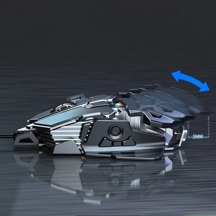 Forerunner MK500 wired gaming mouse in metallic black with 12000DPI sensor and seven keys