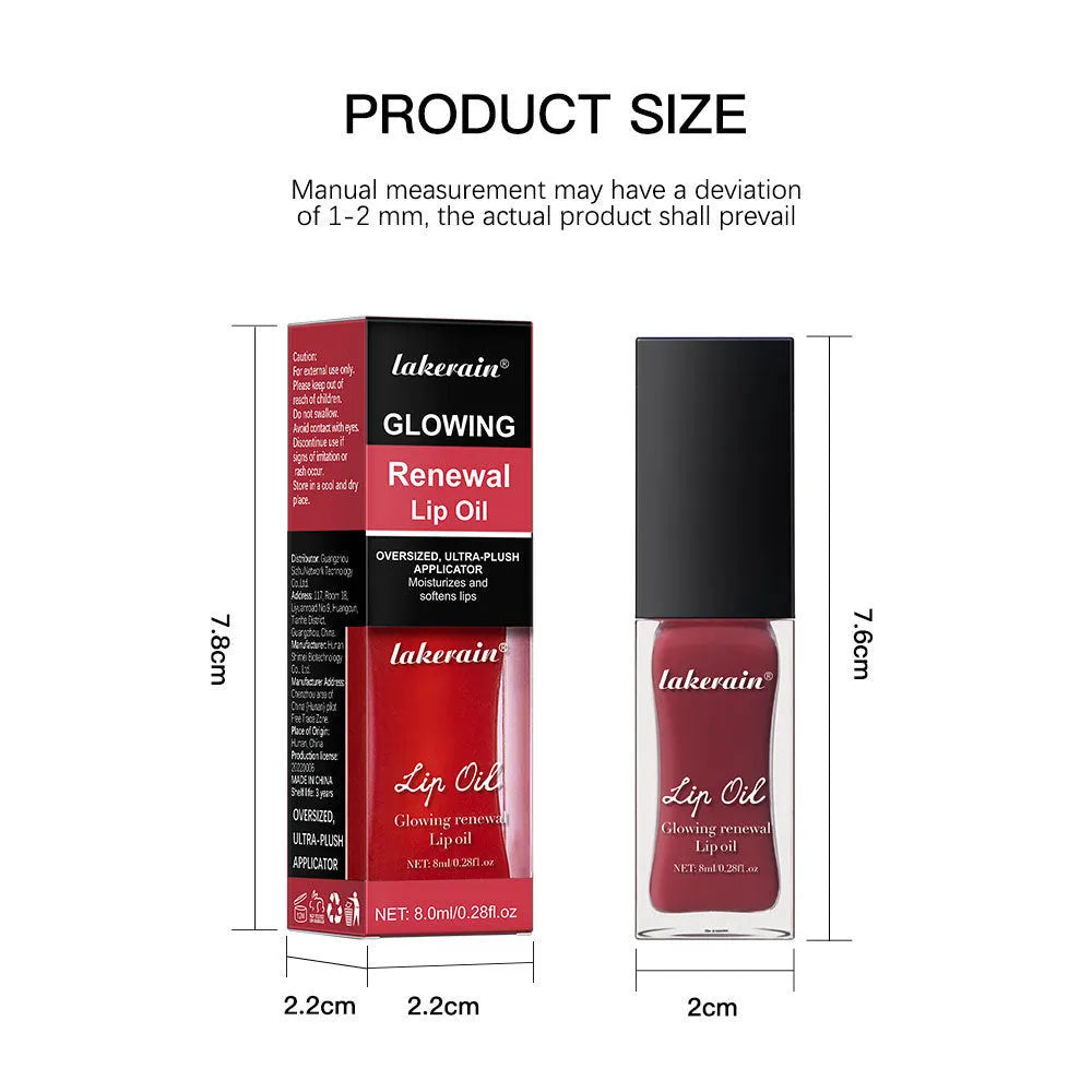 Glow Lip Gloss tube in one of seven shades: coral, clear, honey, jam, pink, red, or rose.