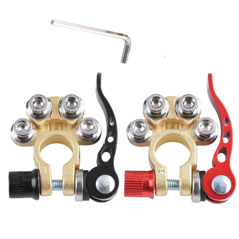 Thickened brass car battery pile head with iron screws, positive 17.5-19.1mm, negative 15.9-17.5mm, model BC2122