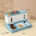Automatic plastic pet feeder with refilling cat drinking water bowl in green colour, 37cm long