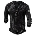 Printed men's street long-sleeved sports T-shirt with round neck in imitation cotton 60% cotton blend
