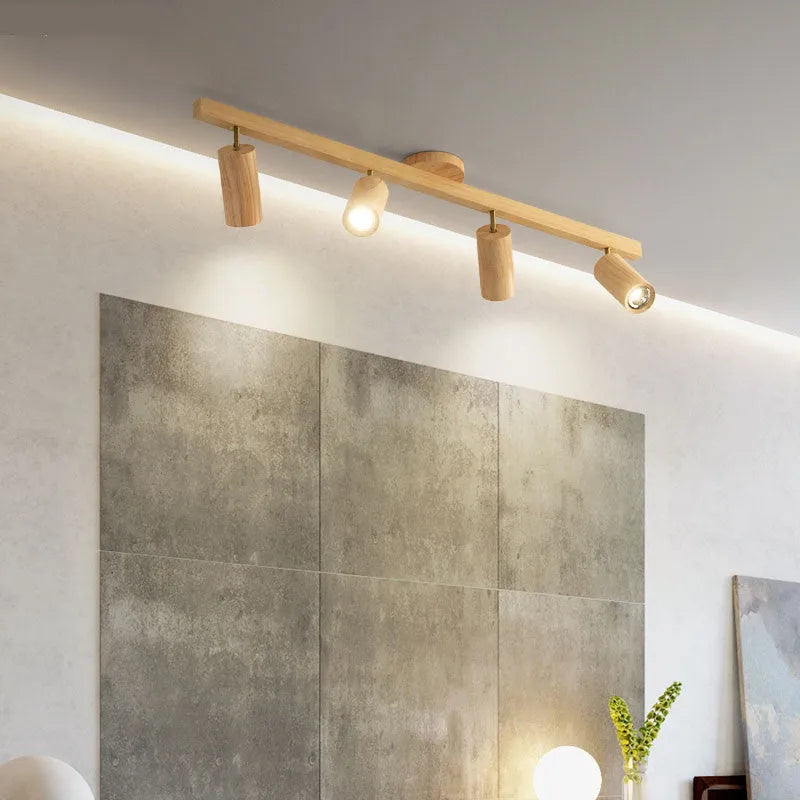 Modern minimalist log style 3-head spotlight living room lamp with LED neutral light