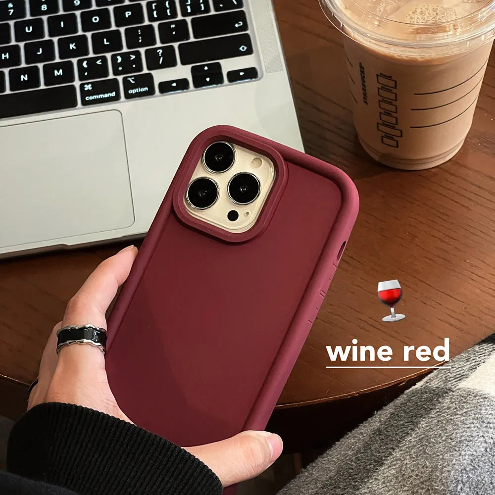 Frosted skin-feel silicone iPhone case in solid colour showing full-coverage design and texture detail
