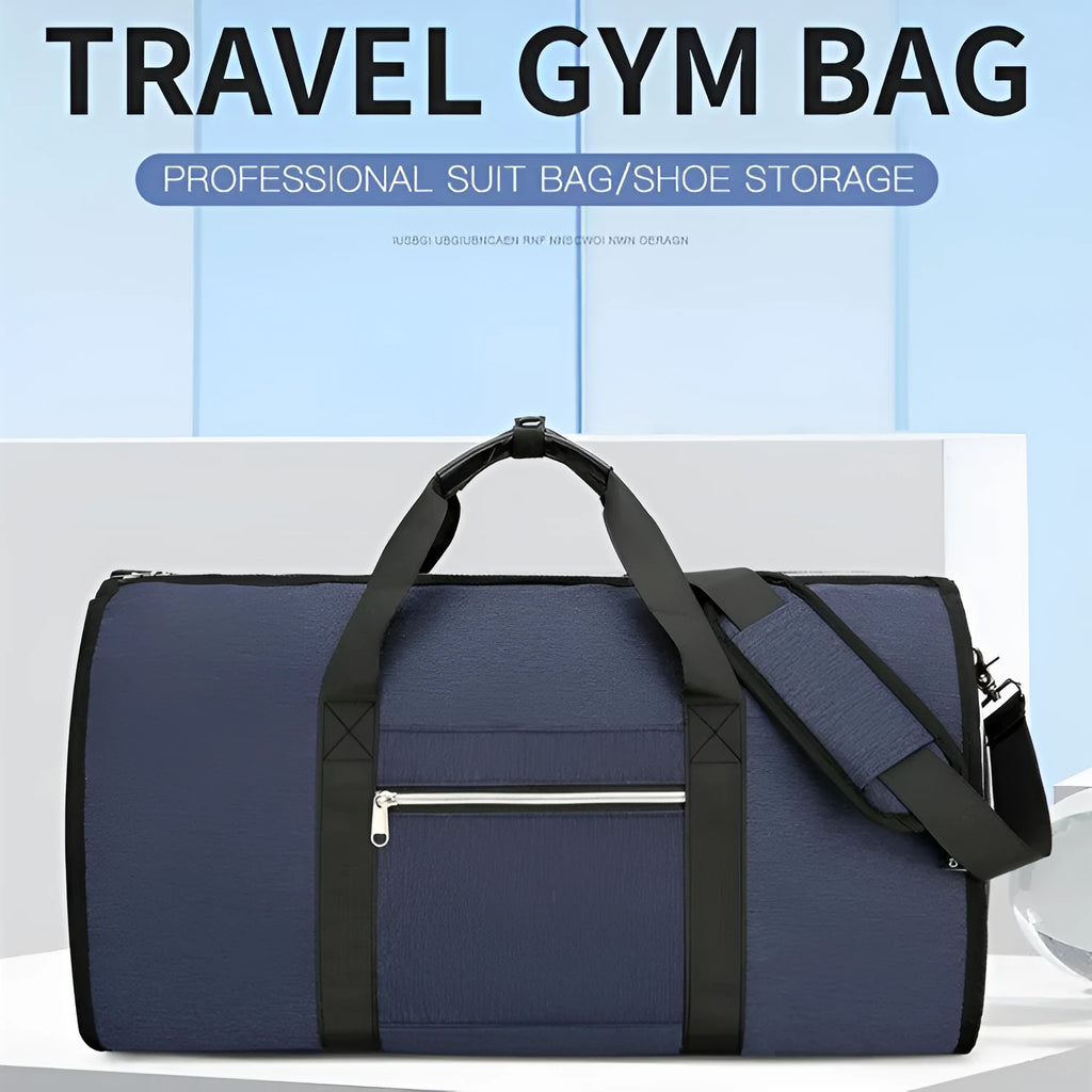 Waterproof Oxford cloth storage bag in grey colour showing dry-wet separation compartments and breathable lining.