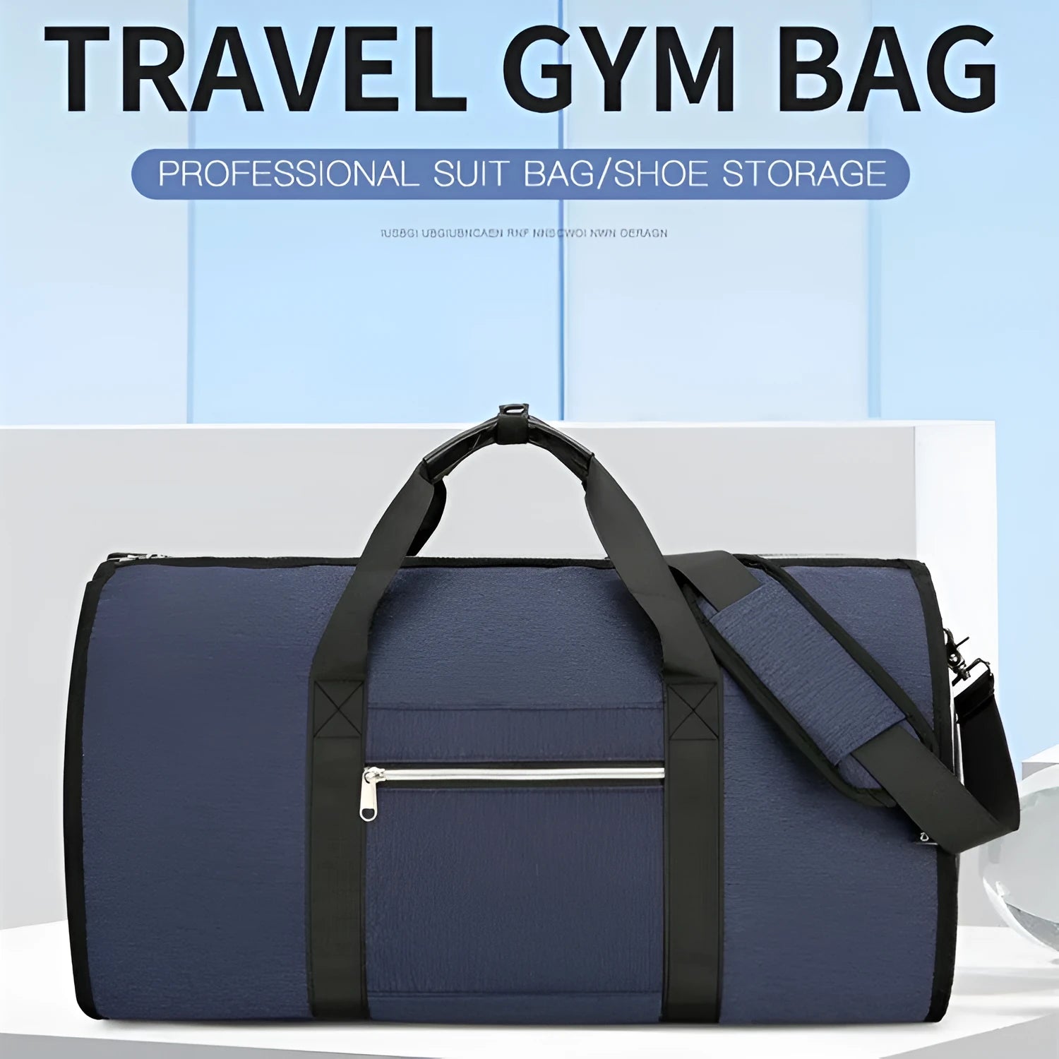 Waterproof Oxford cloth storage bag in grey colour showing dry-wet separation compartments and breathable lining.
