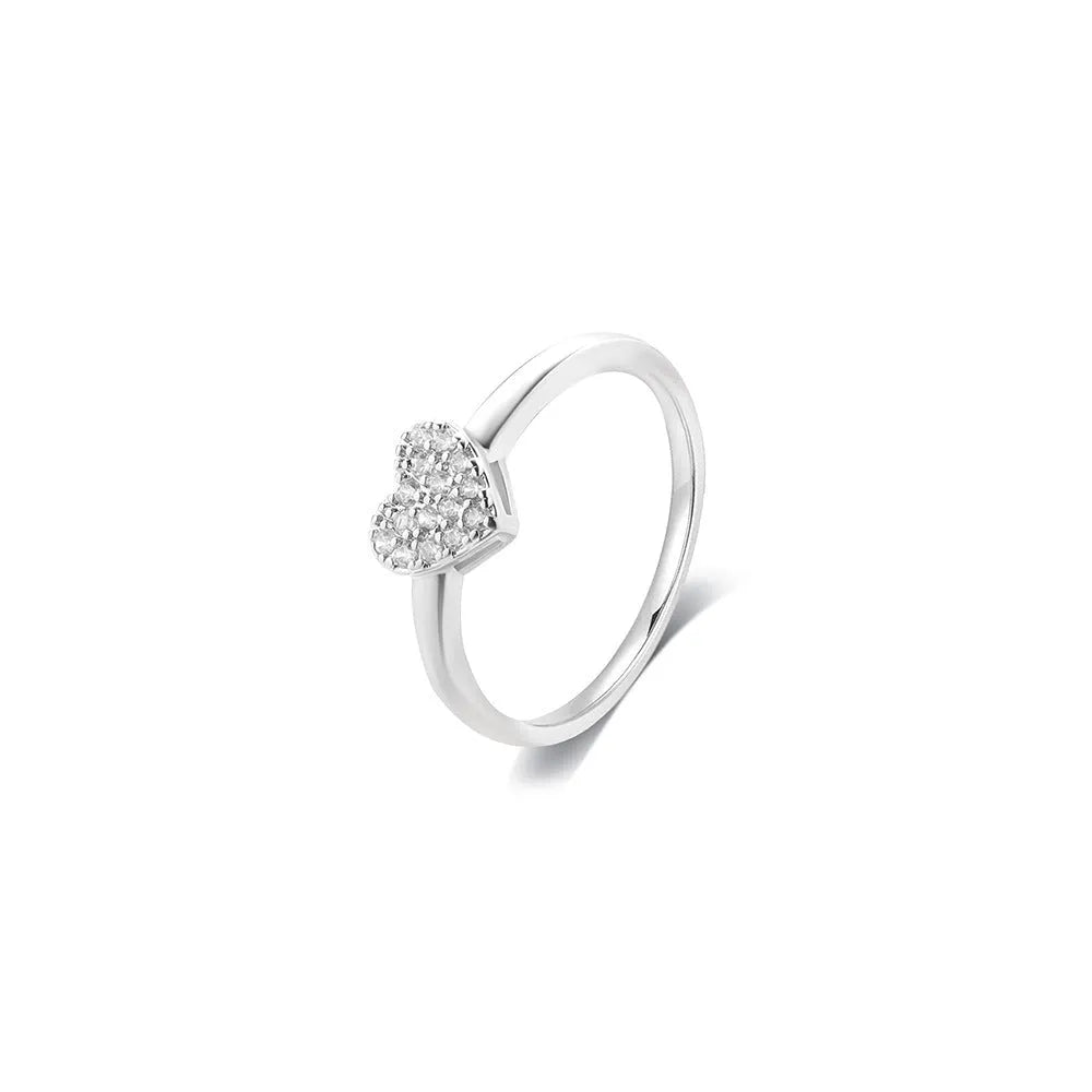 Copper heart shape ring with inlaid zircon stone, UV plated 18K real gold finish