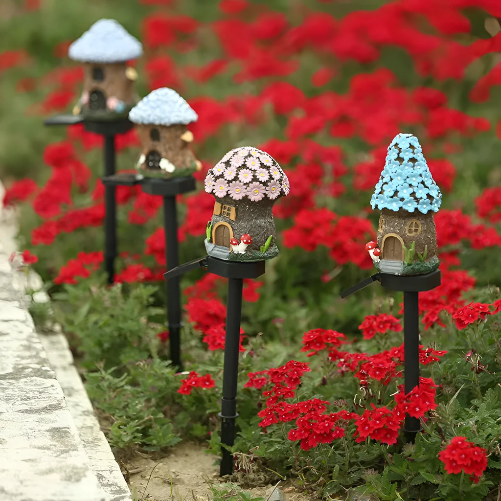 Flower-shaped waterproof solar LED garden light for resin houses with IP55 rating