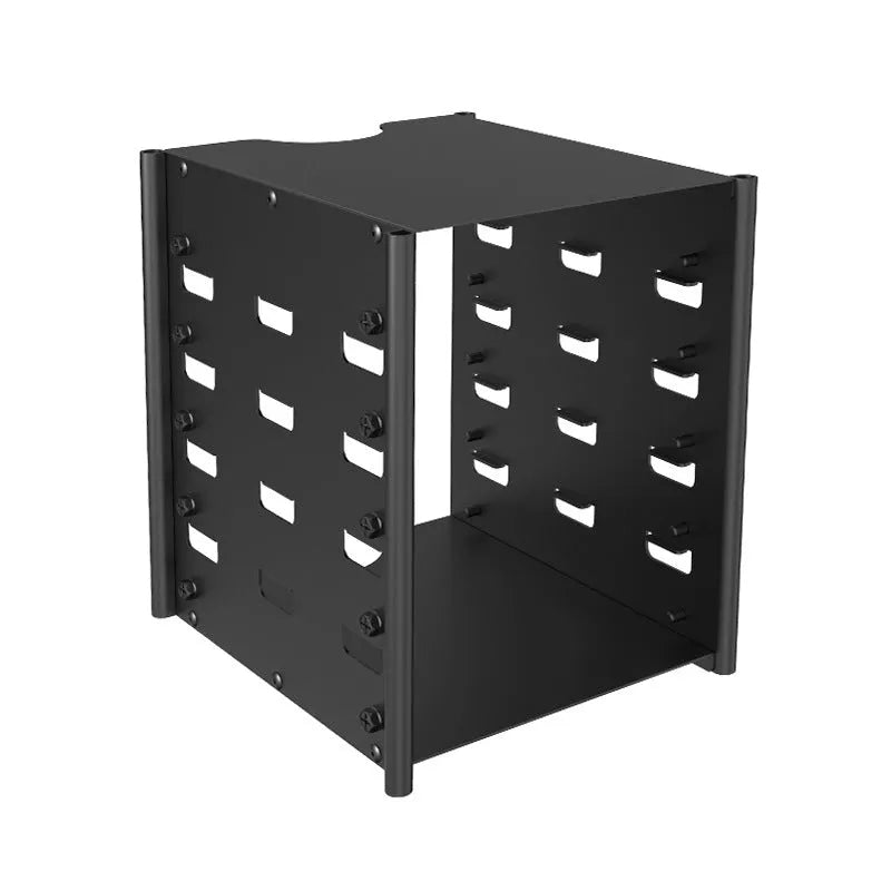 Black 5-layer metal hard drive storage bracket for 3.5-inch drives, 145x140x115mm, with screwdriver