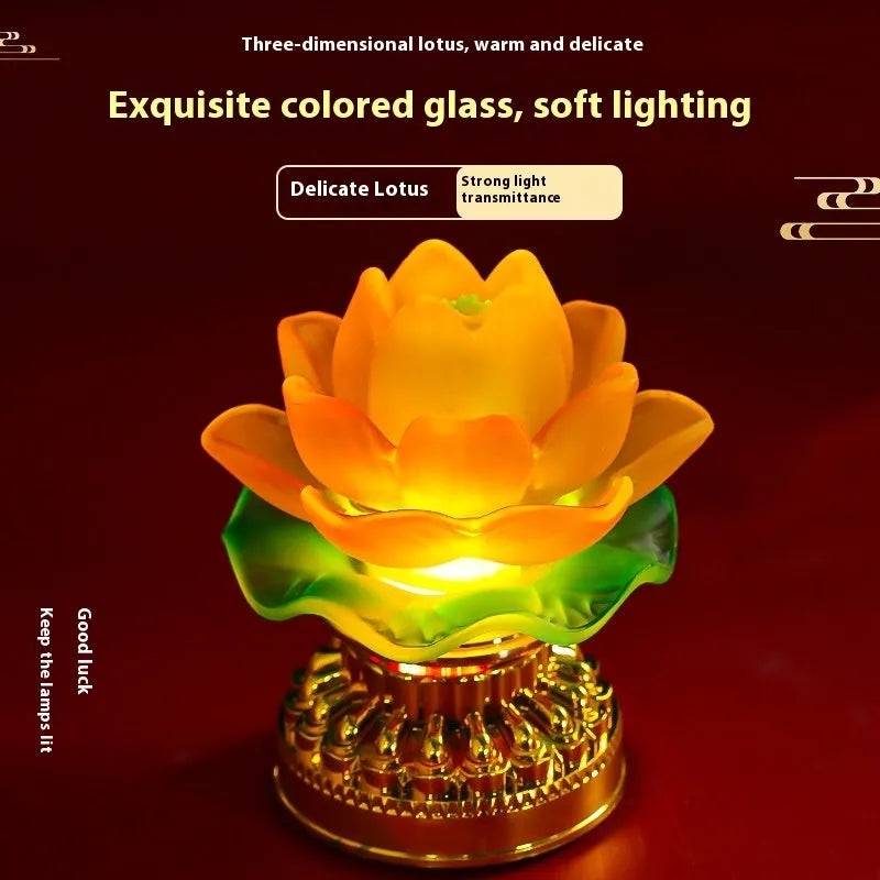 Chinese style Buddha lotus lamp in yellow ABS plastic for household decoration