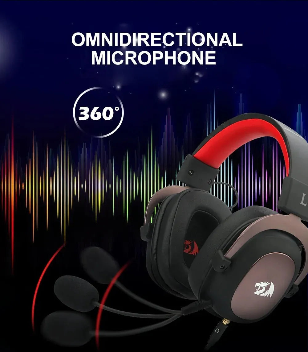 Black H710 gaming headphones with 7.1 USB, 50mm drivers, active noise reduction, and 2m braided cable