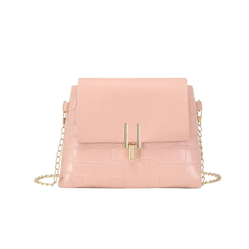 Small square PU bag with stone pattern and chain strap in multicolour options