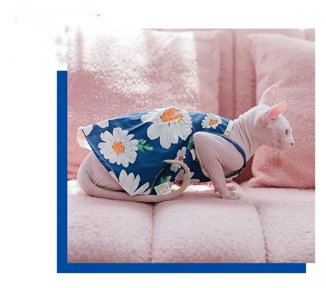 Pure cotton pet dress in dress style available in XS, S, and M sizes for small dogs