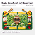 Fabric dog sniffing mat with garden camping theme pattern for pet enrichment and scent games
