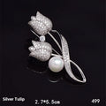 Alloy flower brooch with micro-inlaid zircon stones in 181 silver tulip colour