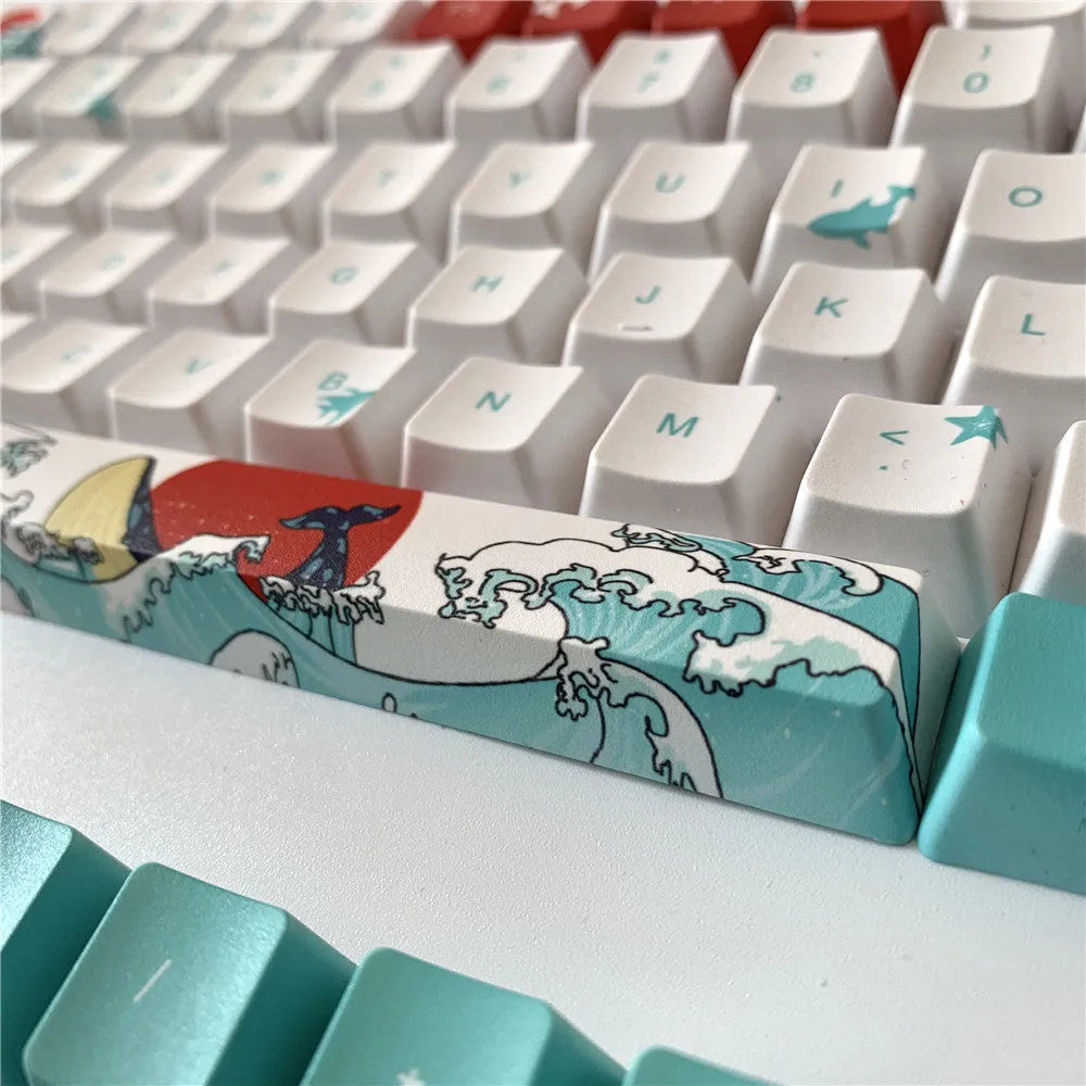 Coral Sea themed PBT keycap set with five-sided sublimation printing for XIAO YAN mechanical keyboard