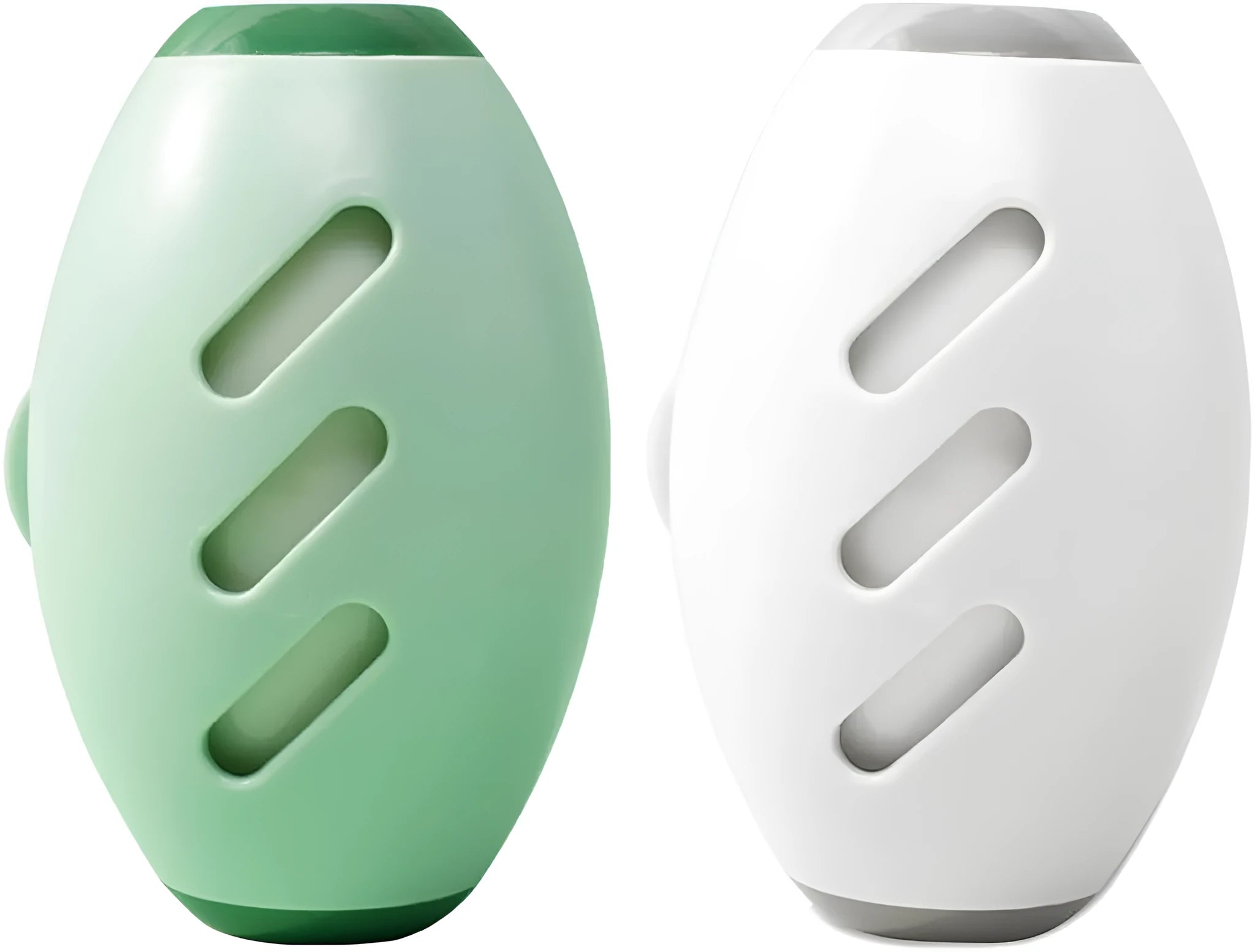 Green and white washable reusable gel lint roller ball for pet hair removal on fabric.