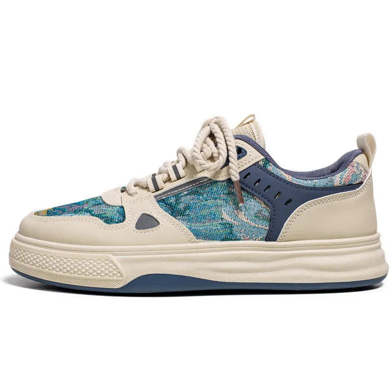 Men's canvas casual shoes in beige colour with flat heel and round toe design