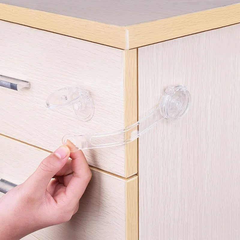 Transparent child safety lock anti-clamp hand 3.8x15.3 cm for cabinet protection