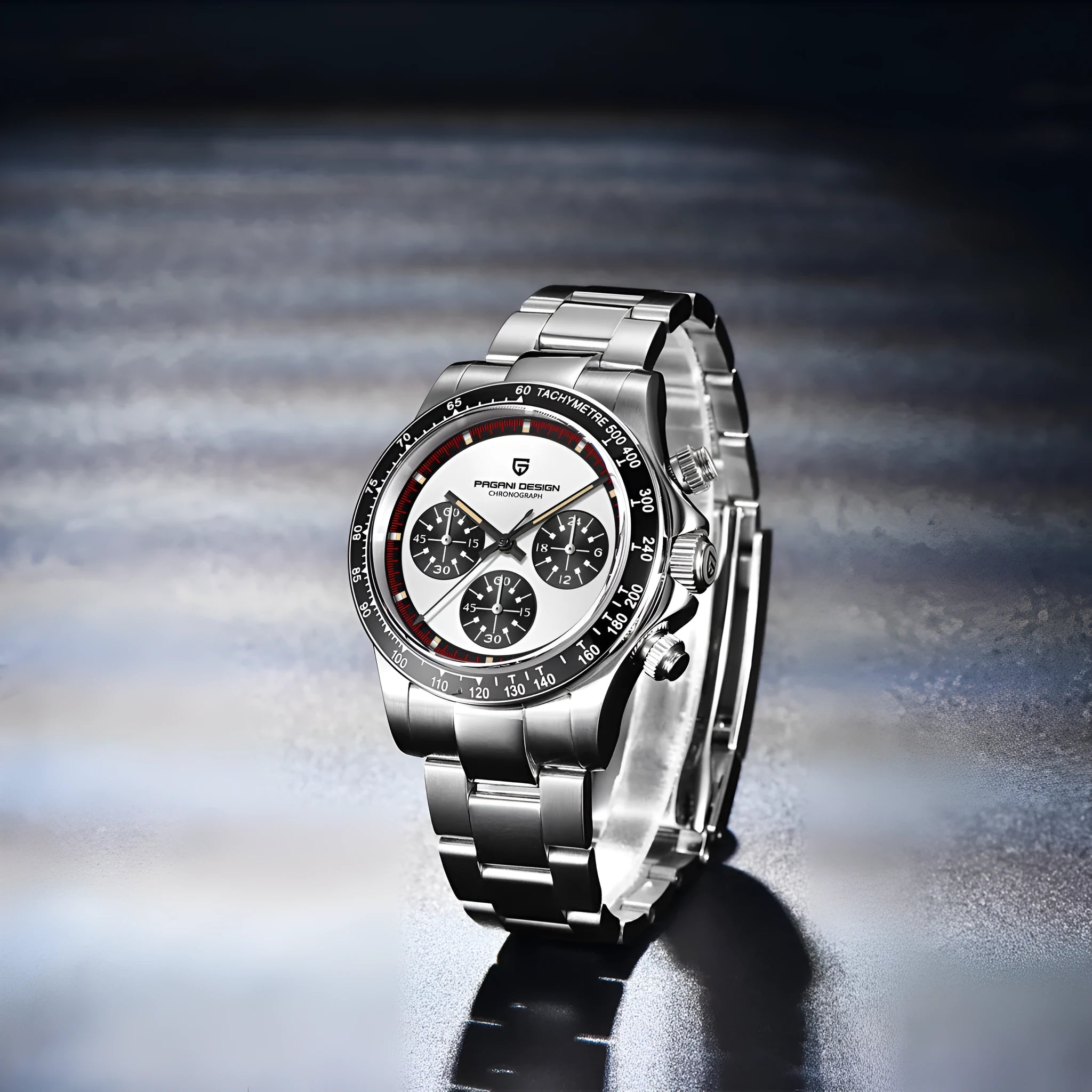 Berjani men's stainless steel chronograph watch with 40mm dial and Seiko VK63 movement