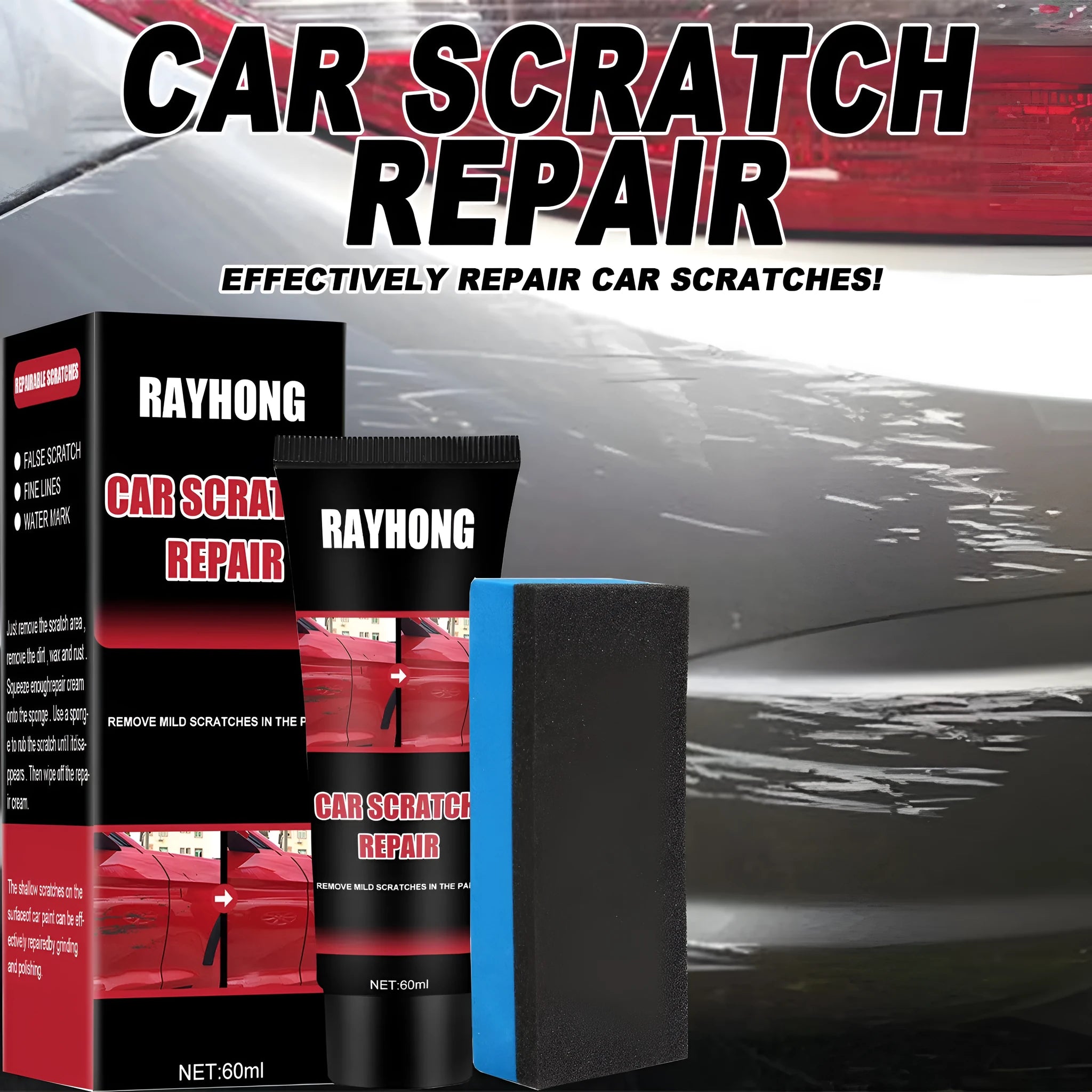 60ml car scratch repair wax kit with applicator for automotive paint surface maintenance