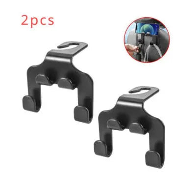 Two-piece car multifunction hook set made from black ABS material