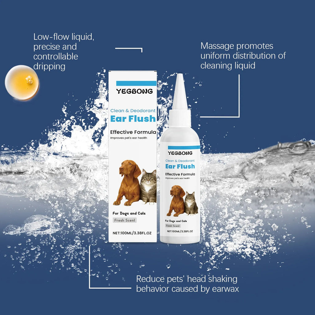 100 ml bottle of cat and dog ear cleaner for gentle earwax removal.