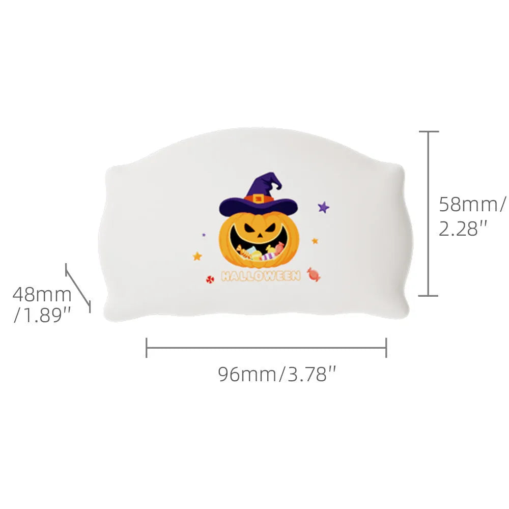 Small cartoon ghost doll table lamp with warm light, showing Magic Ghost and Pumpkin Ghost colour options.
