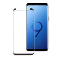 Tempered glass screen protector for Samsung Galaxy phones with black border and transparent edge options